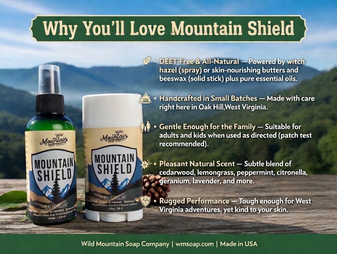 Mountain Shield natural bug repellent by Wild Mountain Soap